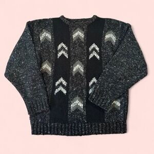 Vintage 90s Knit Sweater - Unique Pattern Vintage Pullover Knit Sweater